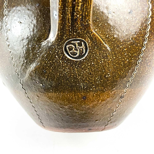 489 - Barry Huggett Carnon Downs Pottery. A large salt glaze vase, makers mark, height 27.5cm, together wi... 