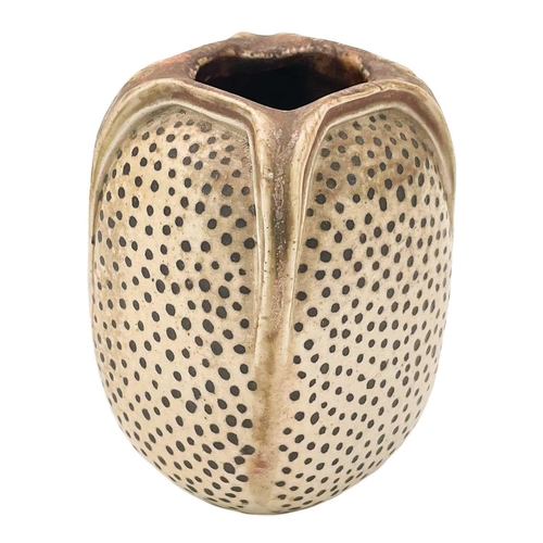 494 - A Martin Brothers small stoneware vase. Dated 1906, of naturalistic form, modelled as a seed pod or ... 