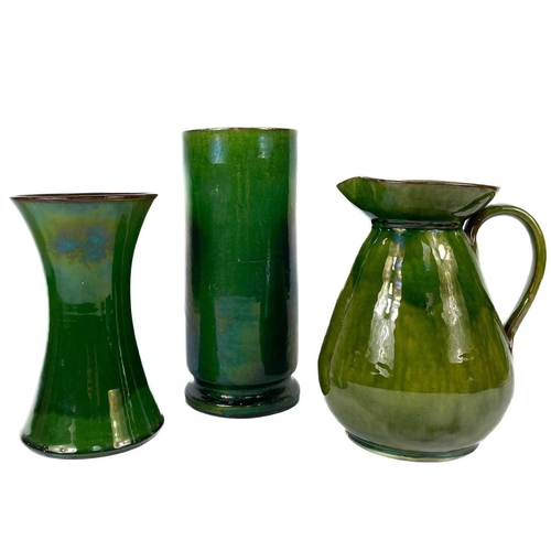 510 - Torquay and Devon pottery, including Watcombe. Comprising a jardiniere, two vases, two jugs, three m... 