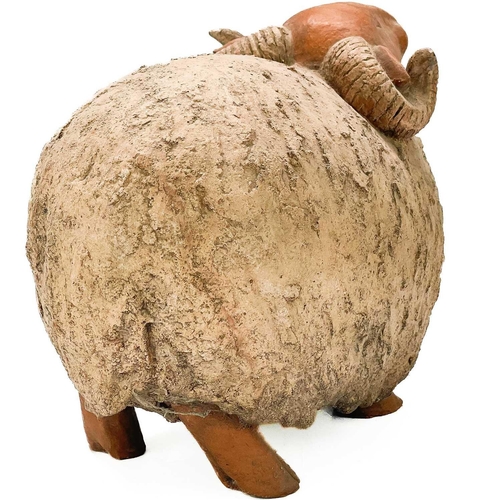 515 - A terracotta ram by Deborah Scaldwell. Signed D J Scaldwell, height 20cm together with an Oresfors c... 