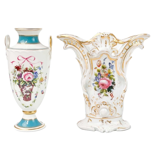 533 - A Minton limited edition Rose Basket vase. Number 2994, height 22cm, together with a pair of Minton ... 