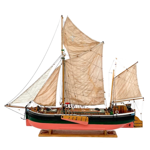 55 - A large scratch built model of a Thames barge Isabella of Ipswich On a pine stand, height 125cm widt... 