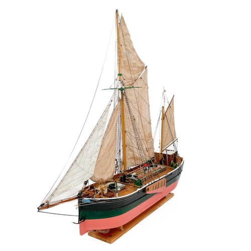 55 - A large scratch built model of a Thames barge Isabella of Ipswich On a pine stand, height 125cm widt... 