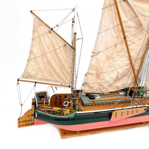 55 - A large scratch built model of a Thames barge Isabella of Ipswich On a pine stand, height 125cm widt... 