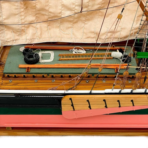 55 - A large scratch built model of a Thames barge Isabella of Ipswich On a pine stand, height 125cm widt... 