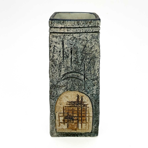 561 - A Troika Coffin Portal vase. Avril Bennet decorator's mark, height 17cm. Chips to the edges, an imag... 