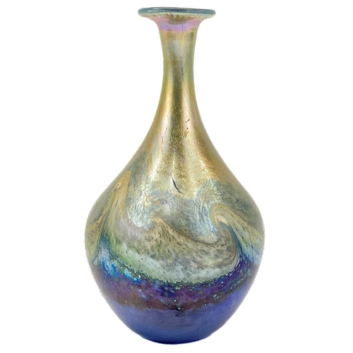 566 - Norman Stuart Clarke (b.1944) A studio glass seascape pattern vase, signed and dated '89, height 16c... 