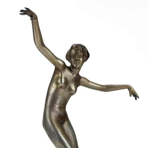 57 - Josef Lorenzl (Austrian, 1892-1950), A silvered bronze figure of a dancer, partial signature on step... 