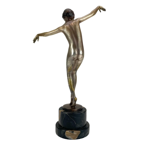 57 - Josef Lorenzl (Austrian, 1892-1950), A silvered bronze figure of a dancer, partial signature on step... 