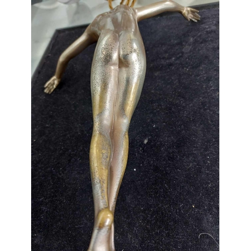 57 - Josef Lorenzl (Austrian, 1892-1950), A silvered bronze figure of a dancer, partial signature on step... 