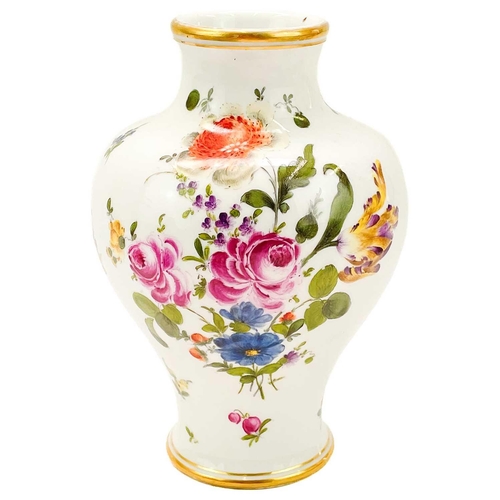 576 - An Helena Wolfsohn German porcelain baluster vase. Circa 1880, painted with floral bouquets, AR mark... 