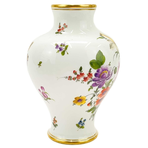 576 - An Helena Wolfsohn German porcelain baluster vase. Circa 1880, painted with floral bouquets, AR mark... 