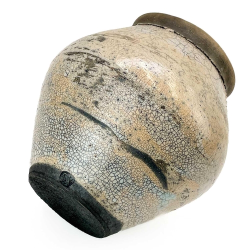 581 - Essex Tyler (XX-XI) Studio Pottery Raku vase, impressed marks, height 20cm. There are no apparent is... 