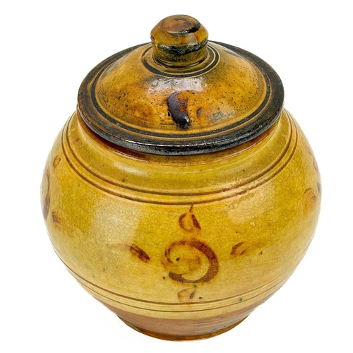 596 - Michael Cardew Winchcombe pottery pot and lid. Impressed marks, height 18cm together with a 60's Mar... 