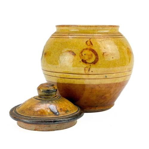 596 - Michael Cardew Winchcombe pottery pot and lid. Impressed marks, height 18cm together with a 60's Mar... 