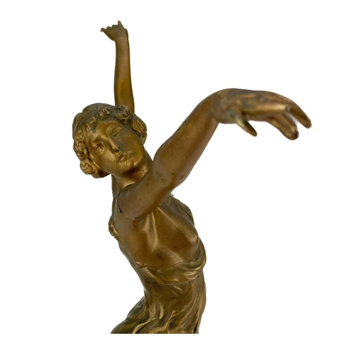 62 - Otto Hoffmann (1885-1915). An Art Deco gilt bronze figure of a young woman on a stepped marble base,... 