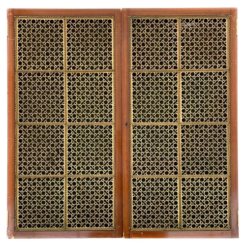 625 - Two pairs of cupboard doors with ornate gilt brass grilles Circa 1900, the largest 99.5X49.5cm, toge... 