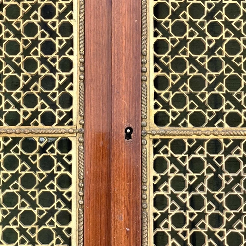 625 - Two pairs of cupboard doors with ornate gilt brass grilles Circa 1900, the largest 99.5X49.5cm, toge... 