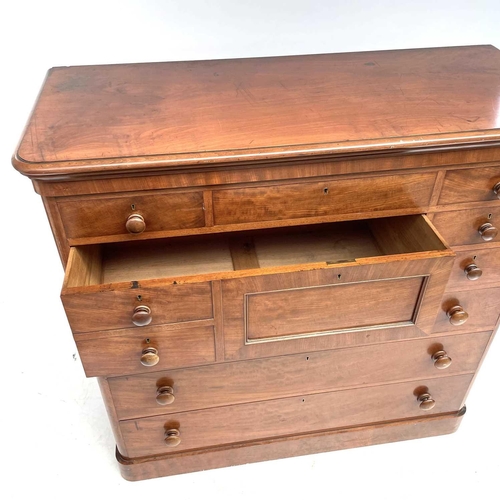 642 - A good Victorian mahogany chest of drawers. With a moulded top above an unusual arrangement of nine ... 