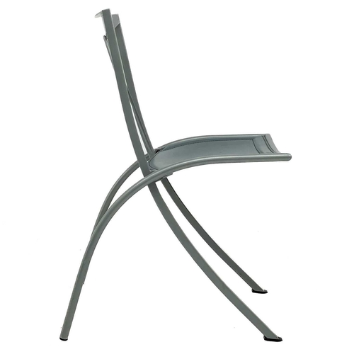 645 - A Cattelan Italia folding chair designed by Giorgia Cattelan. With a teal leather seat on a steel tu... 