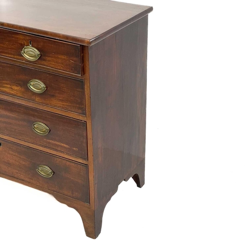 664 - A George III mahogany chest of two short and three long drawers. With replacement oval brass handles... 