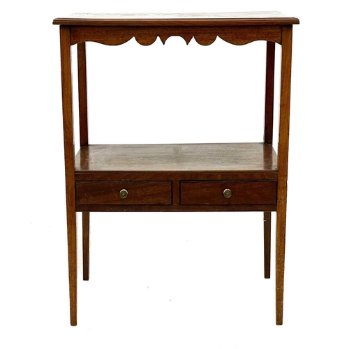 677 - A 19th century mahogany two tier side table. With two short drawers on square tapering supports, hei... 