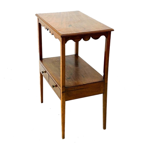 677 - A 19th century mahogany two tier side table. With two short drawers on square tapering supports, hei... 