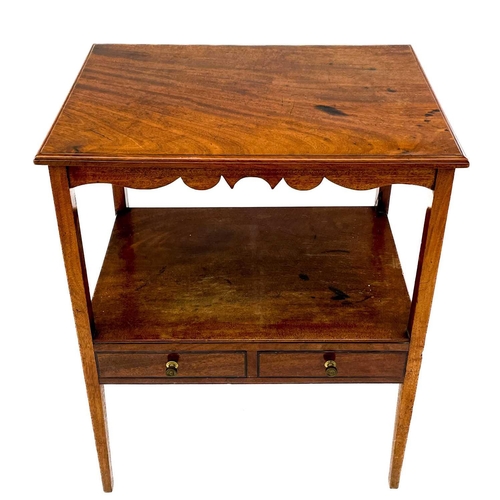 677 - A 19th century mahogany two tier side table. With two short drawers on square tapering supports, hei... 