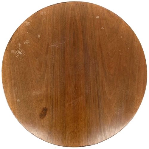 694 - A Robin Nance circular walnut occasional table. Raised on turned square section legs, with an X stre... 