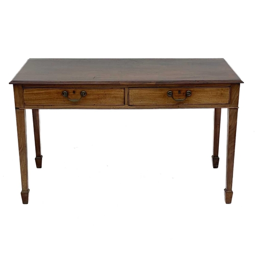 715 - A 19th century mahogany side table. Fitted two drawers, on square taper legs with spade feet, height... 