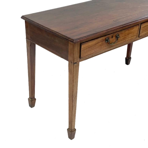 715 - A 19th century mahogany side table. Fitted two drawers, on square taper legs with spade feet, height... 