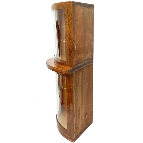 732 - An Art Deco walnut cocktail cabinet by G & F Gold Feather products. Of D shape, fitted two pairs of ... 