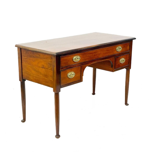 737 - A 19th century mahogany side or dressing table. Fitted one long drawer above two short kneehole draw... 