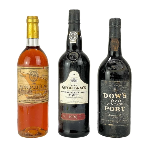 77 - A bottle of Dow's 1970 vintage port. A bottle of Graham's 1998 late bottled port, and a bottle of Mo... 