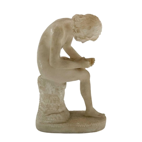 92 - An Italian Grand Tour alabaster carved figure of Spinario. Late 19th/early 20th century, height 13cm... 