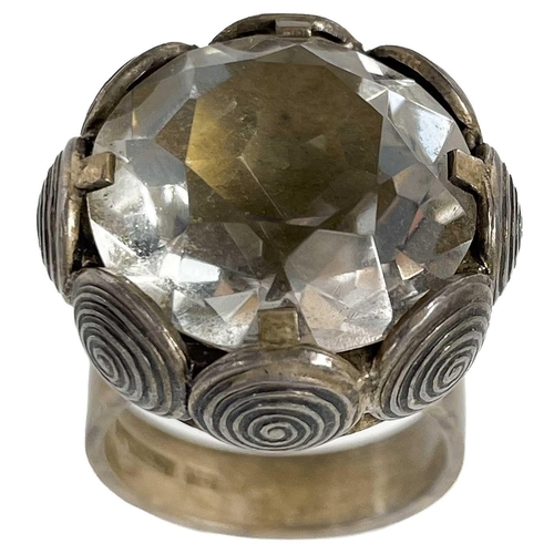 221 - A Scandinavian Kupittaan Kulta silver stone set ring A vintage ring set with a clear stone, made by ... 