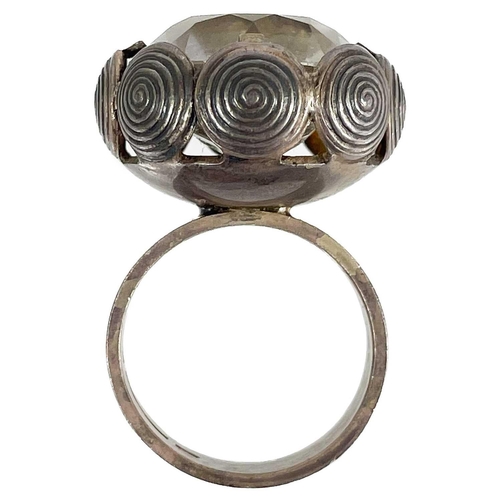 221 - A Scandinavian Kupittaan Kulta silver stone set ring A vintage ring set with a clear stone, made by ... 