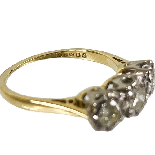 230 - An 18ct white and yellow gold certified VS1-2 diamond three stone ring. Colour grade I-J, the round ... 
