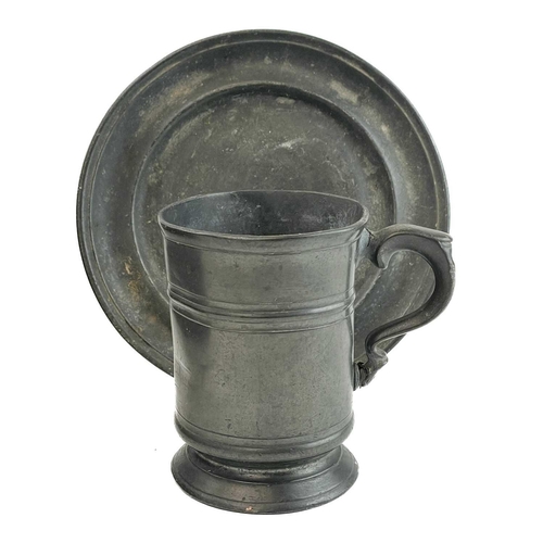 16 - A Victorian copper saucepan. With iron handle, width 36.5cm, together with an oak box, a small pewte... 