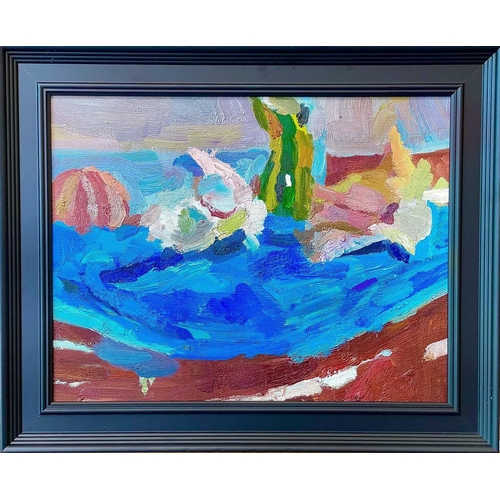 114 - Neill LOWDON (XX-XXI) Relationships of Shells Oil on canvas, signed and inscribed to verso, 33 x 43c... 