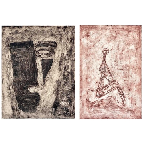 115 - Paul BENYOVITS (1964) Two collographs Mask of a Man and Seated Figure, each signed, inscribed and nu... 