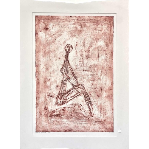 115 - Paul BENYOVITS (1964) Two collographs Mask of a Man and Seated Figure, each signed, inscribed and nu... 