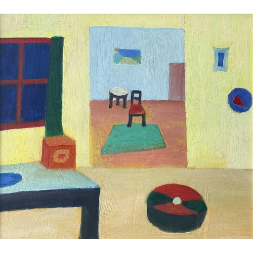 122 - Bob BOURNE (1931-2021) Interior scene Oil on board, signed, 68 x 75.5cm. Frame size 74 x 81cm. This ... 