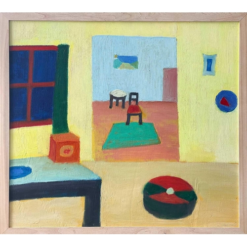 122 - Bob BOURNE (1931-2021) Interior scene Oil on board, signed, 68 x 75.5cm. Frame size 74 x 81cm. This ... 