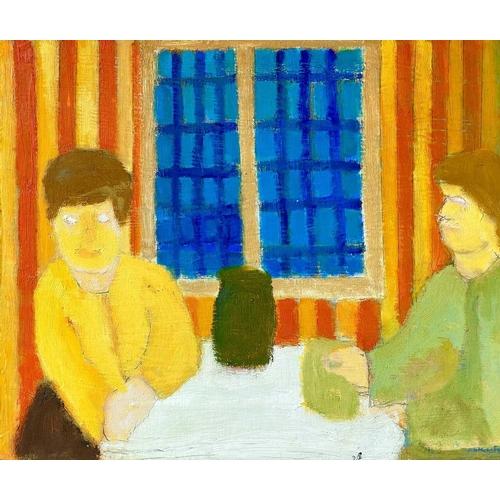 149 - Bob BOURNE (1931-2021) The Conversation Oil on panel, 51 x 61cm.