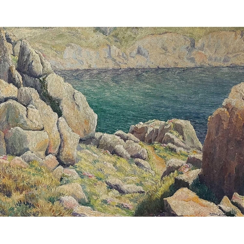 15 - Denys LAW (1907-1981) Rocky Cove, Lamorna Cornwall Oil on board, signed, 42.5 x 54.5cm. Frame size 5... 