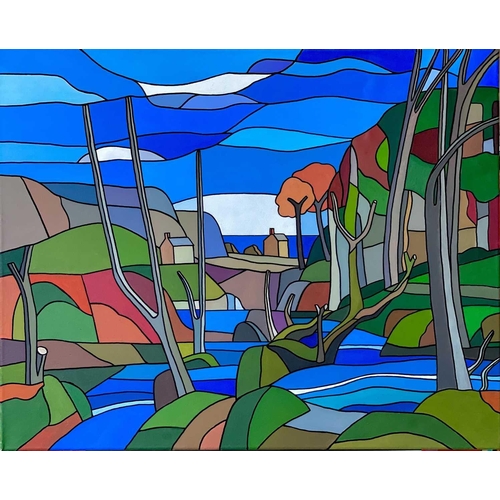 176 - Tim TREAGUST In Our Old World Valley Acrylic and ink on canvas, signed and inscribed to verso, 61 x ... 