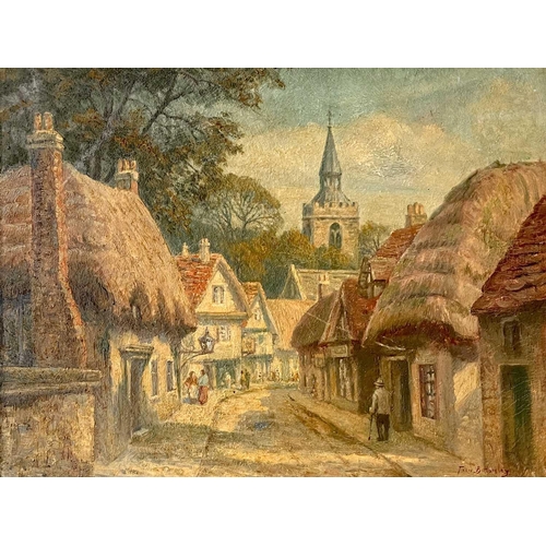 178 - Fred BOTTOMLEY (1883-1960) Thatched cottages on a village street Oil on board, signed, 45 x 60cm. Fr... 