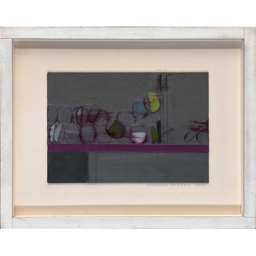 180 - Wilhelmina BARNS-GRAHAM (1912-2004) Lilac and Green (Collage 42, 1984) Acrylic and collage, signed a... 