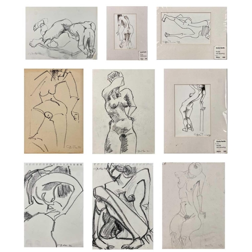 195 - Greta BERLIN (XX) Various nude studies (circa 1990's/2000's) Graphite and charcoal on paper, each si... 
